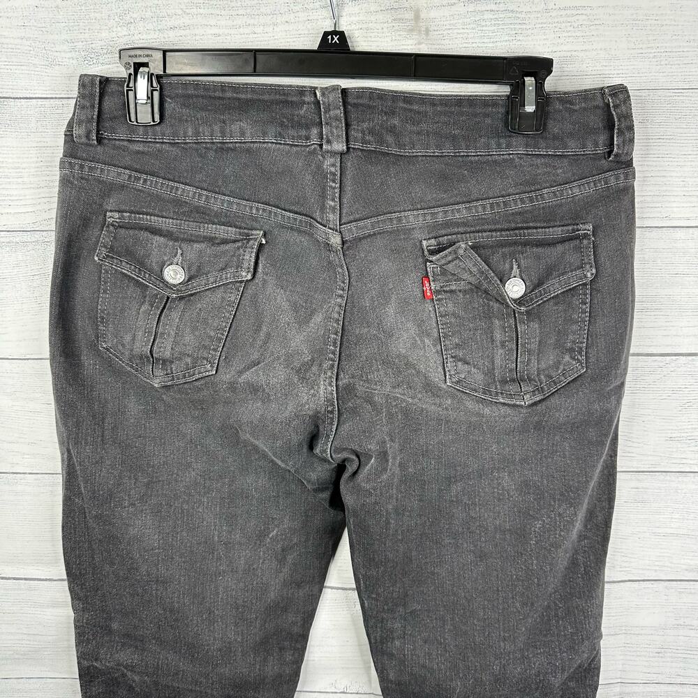 Levis Womens size 12 Calvary Charcoal Black Boot Cut Denim Jeans Flap Pockets - Picture 5 of 10